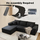 Black Cloudlike Sectional Sofa Featuring Left Chaise