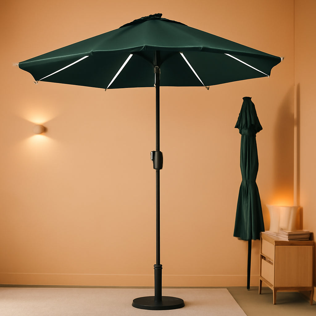 9ft Weatherproof Outdoor Solar LED Patio Umbrella Pro