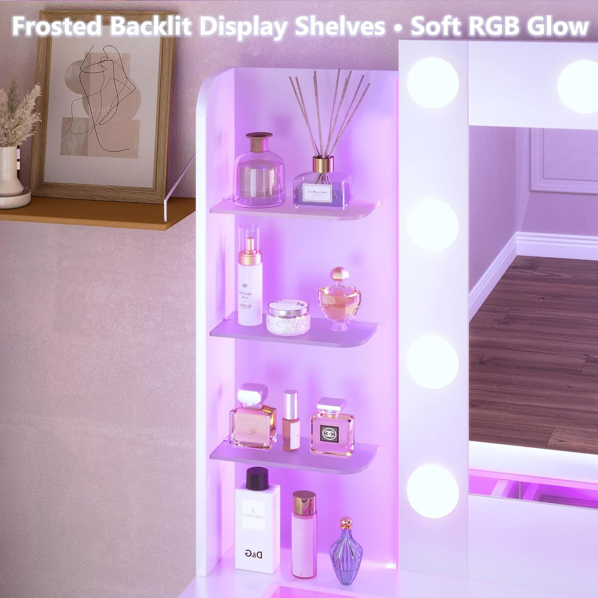 Executive Vanity Desk With Mirror RGB Illumination