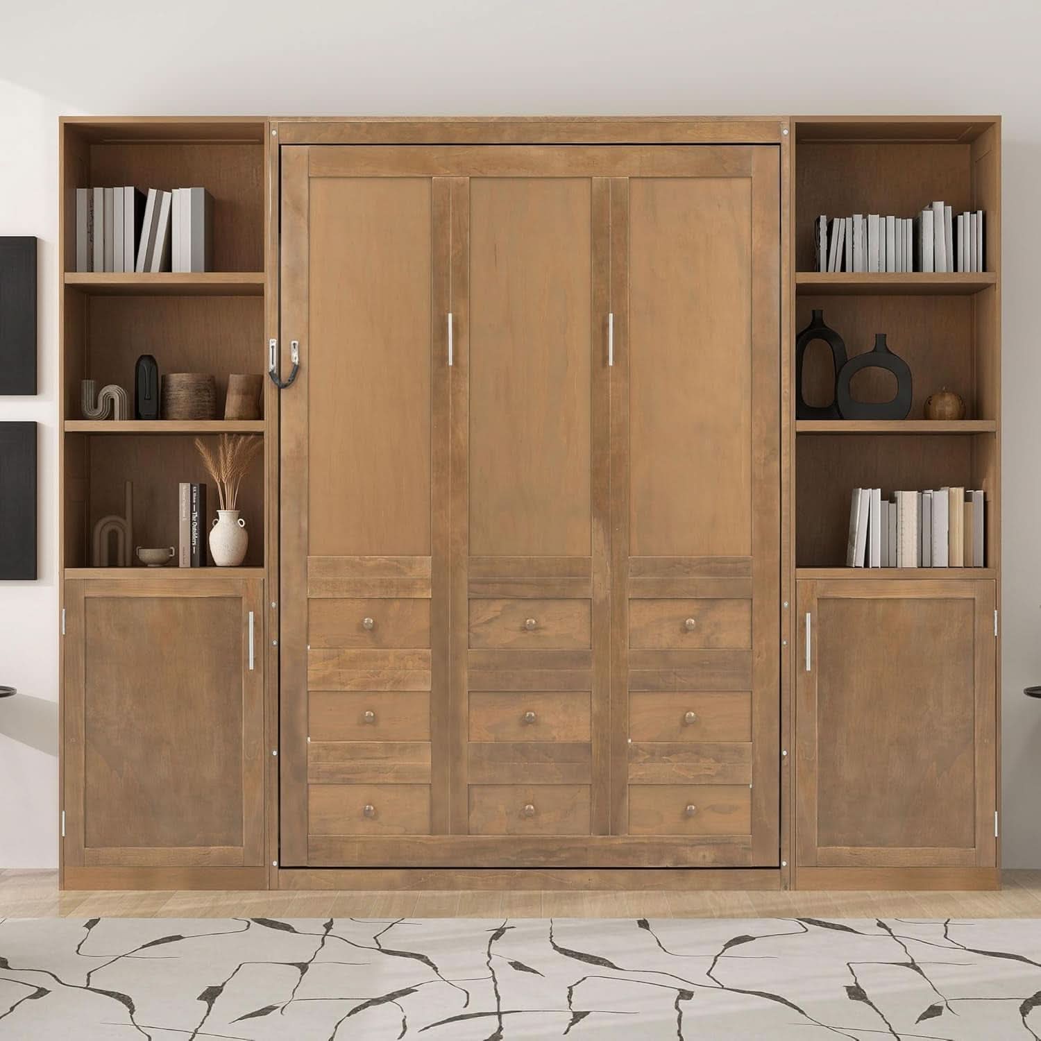 Queen Murphy Bed With Outstanding Storage Cabinets-3