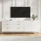 White Fluted TV Stand With Entertainment Center Storage