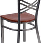2 Pack Hercules Series X Back Metal Dining Chairs With Cherry Wood Seat For Restaurant Or Home Dining