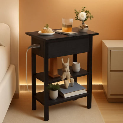Slim Charging End Table With USB Ports And Outlets