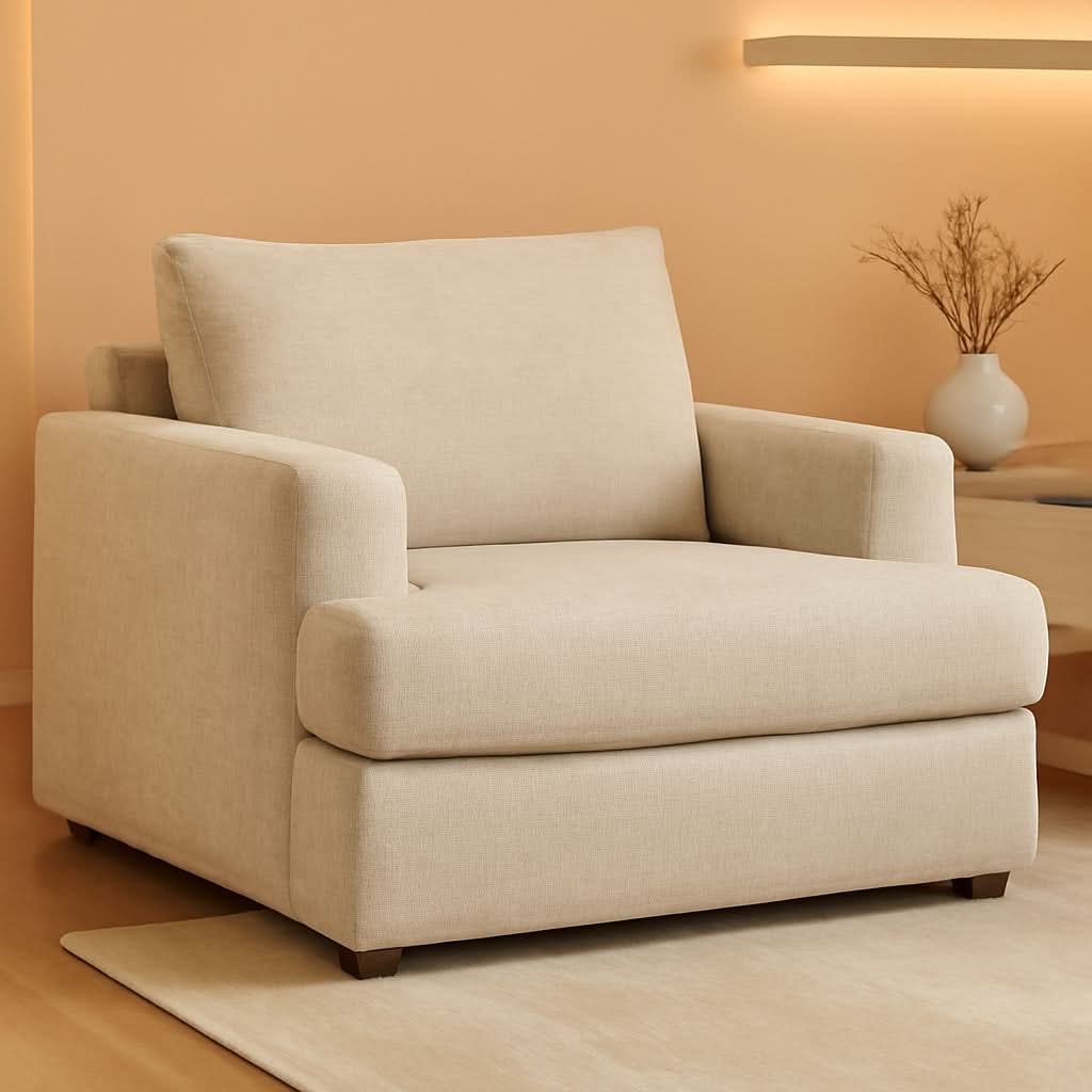 Soletren Contemporary Off White Chenille Upholstered Chair