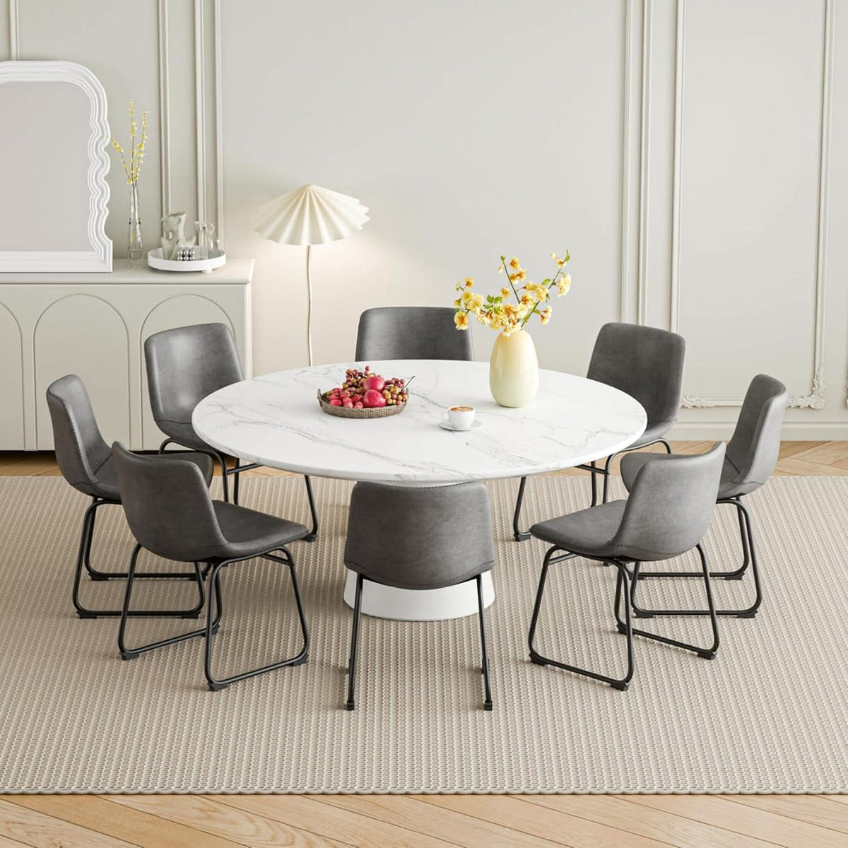SlateGrey 18Inch Faux Leather Dining Chairs Set Of Two