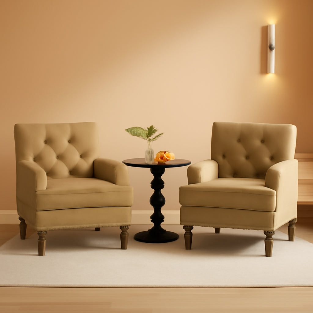 Brown Upholstered Accent Chair With Thick Cushions