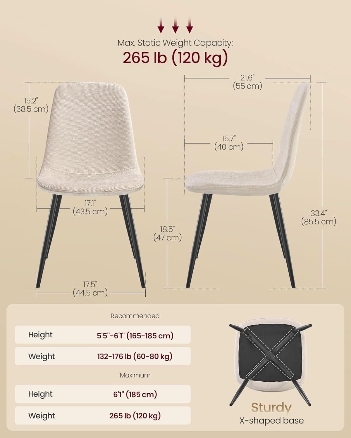 Cream-White Dining Chairs 4-Pack For Kitchen Modern