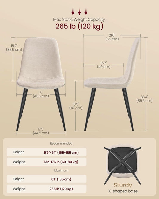 Cream-White Dining Chairs 4-Pack For Kitchen Modern