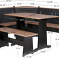 Black Pecan Five Seat Dining Set With Storage Benches