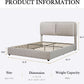Queen Size Cream Corduroy Upholstered Platform Bed