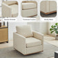 Beige Upholstered Swivel Armchair 360 Degree Chair