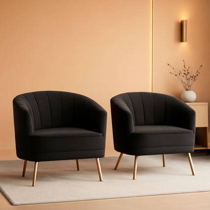 Modern Black Velvet Accent Chair With Gold Legs Living Room-0