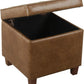 Small Distressed Brown Faux Leather Storage Ottoman