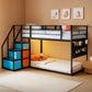 Twin Bunk Bed With Integrated Full Length Storage Drawers Black