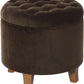 Brown Velvet Upholstered Ottoman With Concealed Storage