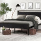 Sturdy Metal Platform Bed Frame With Wooden Headboard 800Lb