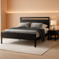 Queen Metal Platform Bed Frame With Storage Black Oak