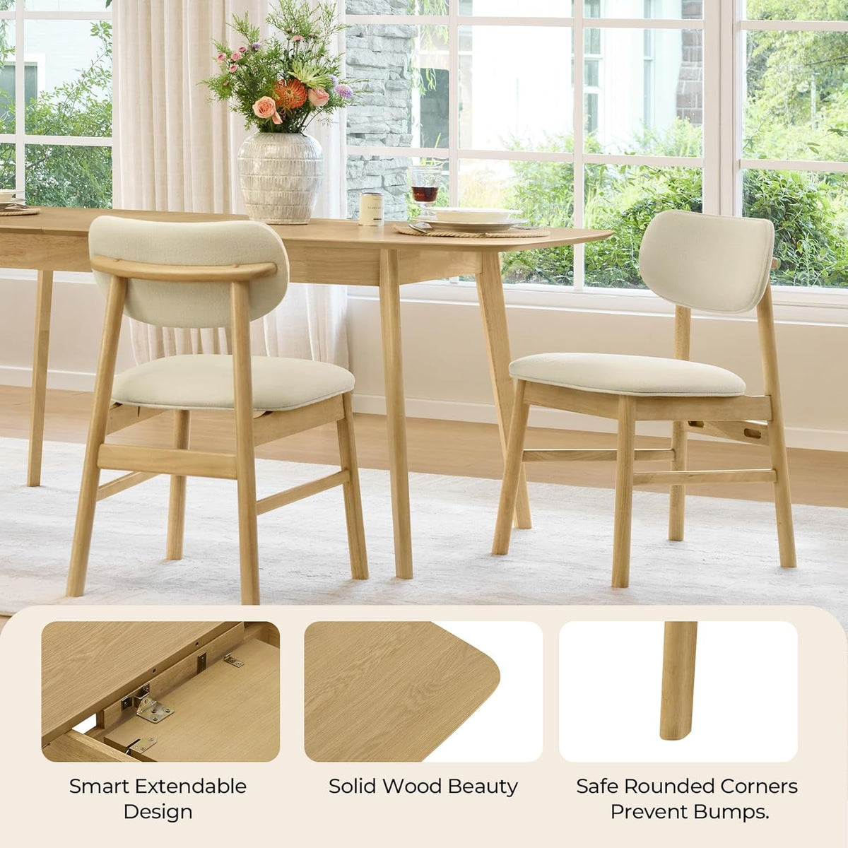 Extendable Dining Table FortySeven To Fifty Nine Inches Oak Veneer