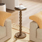 9.4 Inch Round Rubberwood End Table Brown Textured Finish
