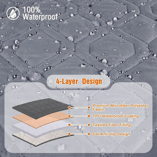 Waterproofing Recliner Cover Charcoal Gray Non Slip