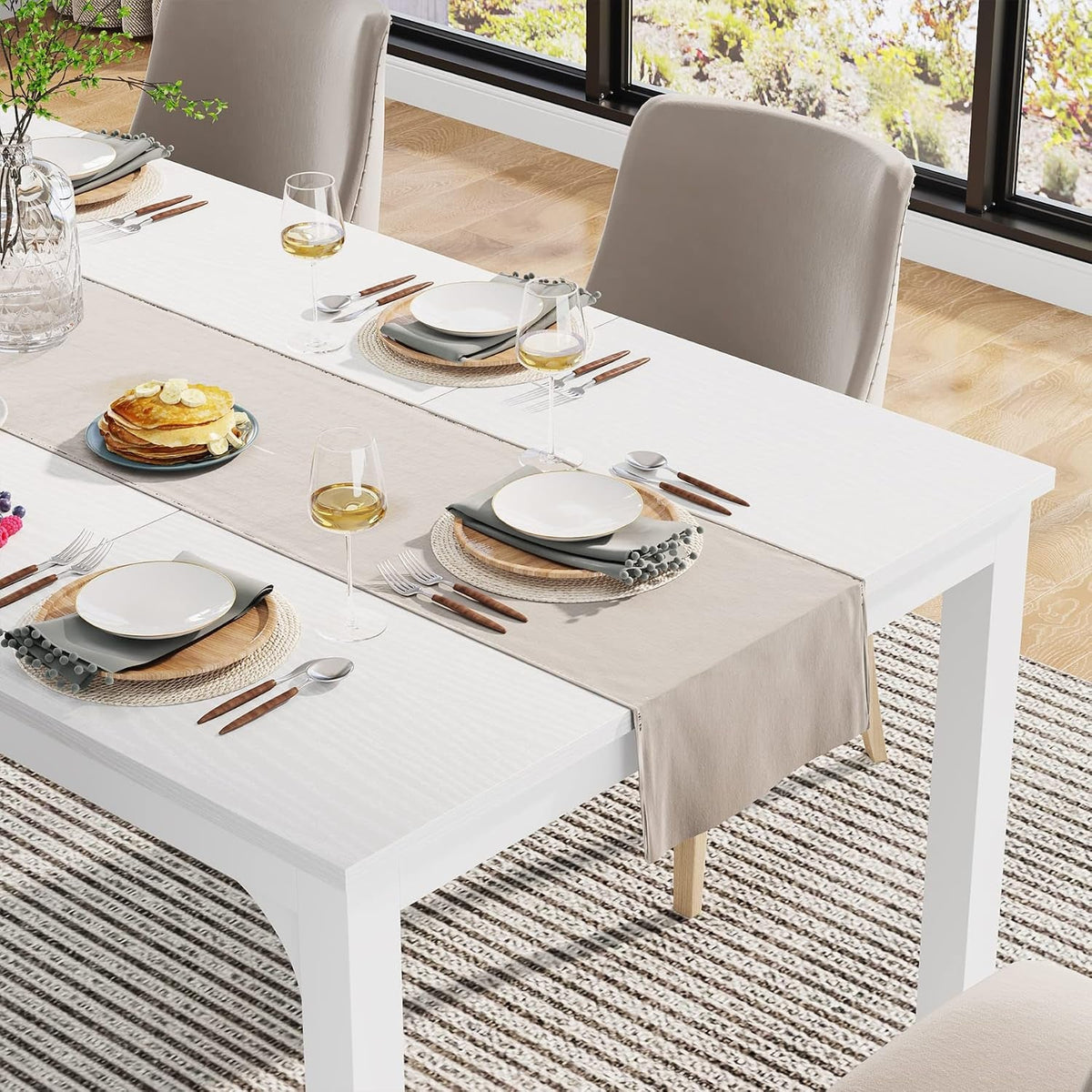 White Rectangular Dining Table 71 Inches Household