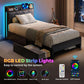 Twin Bed Frame With Charging Station Storage Drawers