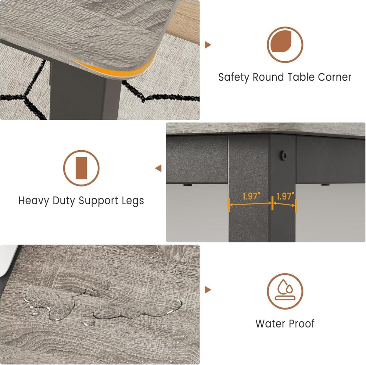 79 Inches Industrial Dining Table Greywashed Finish
