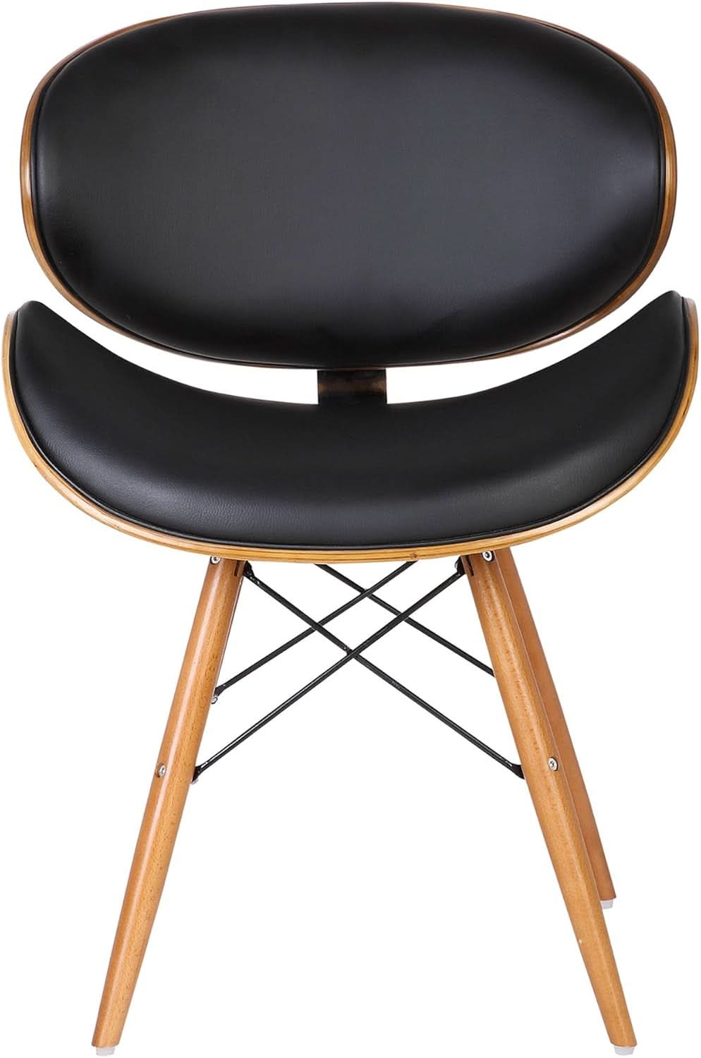 Cassie Dining Chair Black Faux Leather Walnut Wood