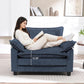 Oversized Chenille Accent Chair Blue DeepSeat Cushioned