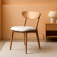 Solid Wood Oak Dining Chairs Beige Cushions