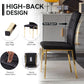 Black Velvet Dining Chairs Set of 4 with Golden Metal Legs