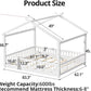 Queen House Floor Bed White Montessori Playhouse Fence