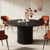 47.24-Inch Black Circular Dining Table Fluted Base