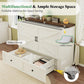 Full Murphy Bed Cabinet Distressed White Storage Solution-2
