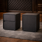 Queen Velvet Platform Bed with Adjustable Headboard and 2 Black Faux Leather Nightstands Set