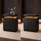 Queen Upholstered Storage Bed with 4 Drawers and Charging Headboard with 2 Black Nightstands Set-4