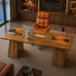 63” Executive Desk with Power Outlets & Storage + Ergonomic Wide Office Chair (Oak/Cognac)