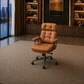 63” Executive Desk with Power Outlets & Storage + Ergonomic Wide Office Chair (Oak/Cognac)