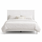 Queen White Solid Wood Platform Bed with Chevron Headboard and 2 LED Nightstands