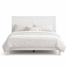Queen White Solid Wood Platform Bed with Chevron Headboard and 2 LED Nightstands