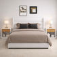 Queen Velvet Hydraulic Storage Bed with 2 Fluted Nightstands – White Oak Set-0