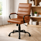 55" Rustic Computer Desk with Leather Executive Swivel Office Chair – Brown Office Set