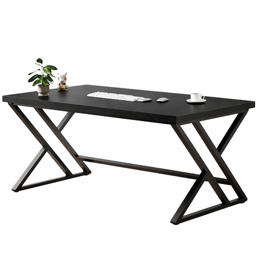 47" Modern Computer Desk with High Back Leather Executive Chair Set