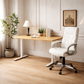 55" Electric Standing Desk with High Back Executive Swivel Chair Wood White Set