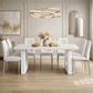 71 Inch Modern Dining Table Set with 6 PU Leather Chairs White Dining Room Set-0