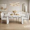 71 Inch Modern Dining Table Set with 6 PU Leather Chairs White Dining Room Set-0