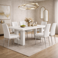 71 Inch Modern Dining Table Set with 6 PU Leather Chairs White Dining Room Set-2
