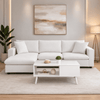 100.4" L-Shaped Sectional Sofa with Ottoman and Coffee Table Set – 4 Seat White Living Room Bundle-0