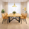 71 Inch Farmhouse Dining Table Set with 6 Brown Upholstered Chairs