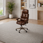 62.2" L-Shaped Executive Desk Set with File Cabinet & Ergonomic High-Back Chair, Brown/Black